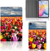 Tablet Hoes Geschikt voor Samsung Galaxy Tab S6 Lite | Tab S6 Lite 2022 Tablet Hoes met Standaard Super als Moederdag Cadeau Tulpen