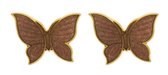 Behave® Oorbellen oorstekers vlinder goud kleur met bruin emaille 1,5 cm