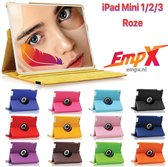 EmpX.nl Apple iPad Mini 1/2/3 360° Draaibaar tablethoes Roze Kunstleer | 360° Draaibaar Cover | Easy-click beschermhoes | Book Cover | passend hoes | Book Case | iPad Mini 1/2/3