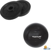 Tunturi - Fitness Set - Halterschijven 2 x 2,5 kg - Gymball Zwart 75 cm