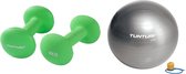 Tunturi - Fitness Set - Neopreen Dumbbellset 2 x 4 kg - Gymball Zilver 55 cm