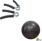 Tunturi - Fitness Set - Knijphalters 2 stuks - Gymball Zwart met Anti Burst 75 cm