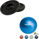 Tunturi - Fitness Set - Halterschijven 2 x 0,5 kg - Gymball Blauw 65 cm