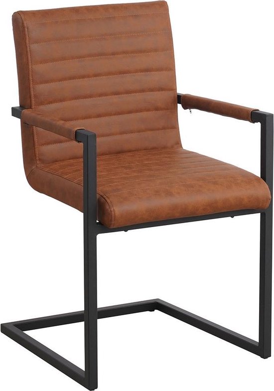 Breazz Kubiko - Chaise de salle à manger - Cognac - Assise en cuir PU avec  structure... | bol