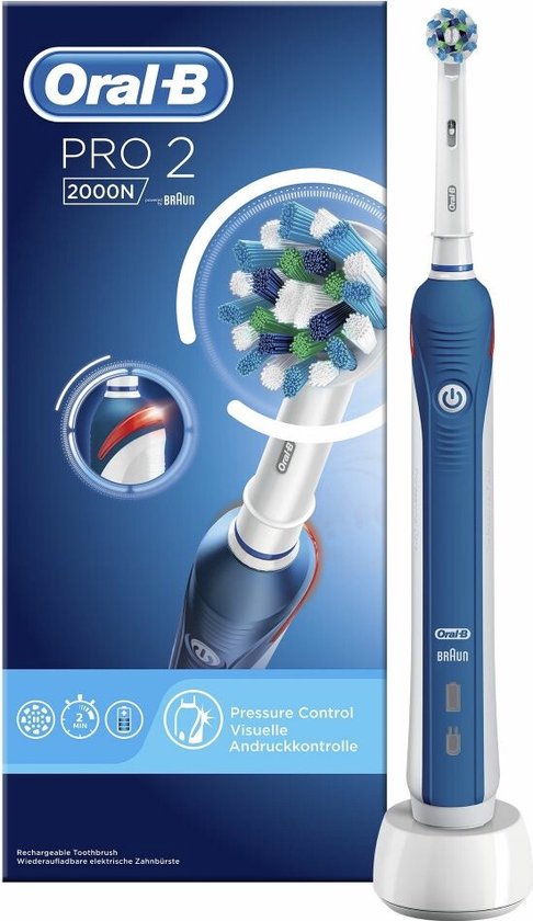 Oral-B Pro 2 2000N CrossAction - Elektrische tandenborstel - Blauw