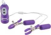 10-Function Vibrating Nipple Clamps - Purp - Nipple Vibrators & Stickers - purple - Discreet verpakt en bezorgd