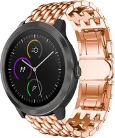 Stalen Smartwatch bandje - Geschikt voor  Garmin Vivoactive 4 stalen draak band - 45mm - rosé goud - Horlogeband / Polsband / Armband