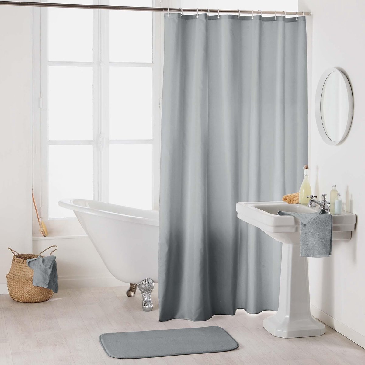 Livetti | Douchegordijn - Shower Curtain | 180x200 | Licht Grijs | One Stk | Polyester | Inclusief Ringen | 1800694
