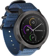 Nylon Smartwatch bandje - Geschikt voor  Garmin Vivoactive 4 nylon gesp band - 45mm - blauw - Horlogeband / Polsband / Armband