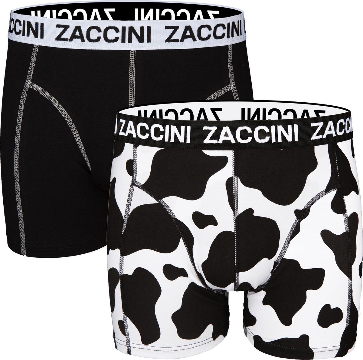Zaccini - 2-Pack Boxershorts - Koeienprint - Zwart wit | bol.com