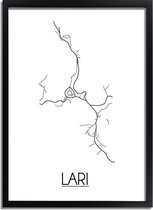 Lari Italie Plattegrond poster A3 + Fotolijst Zwart (29,7x42cm) - DesignClaud