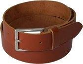 Extra lange 100% Leren Riem, 3 cm. Breed, maat 125 cm. Totale Lengte 140 cm. Cognac