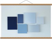 Schoolplaat – Blauwe Kleurenwaaier - 90x60cm Foto op Textielposter (Wanddecoratie op Schoolplaat)