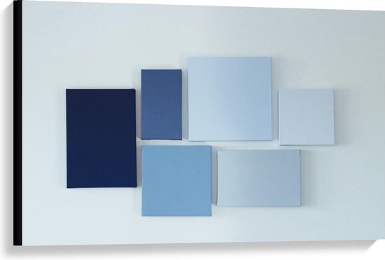 Canvas  - Blauwe Kleurenwaaier - 90x60cm Foto op Canvas Schilderij (Wanddecoratie op Canvas)
