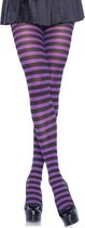 Leg Avenue Panty -3XL/4XL- Nylon Stripe Paars/Zwart