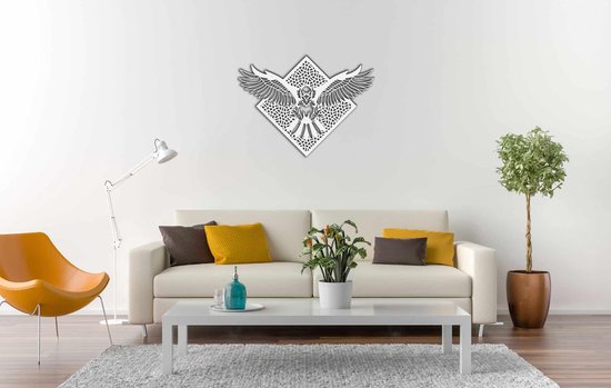 Line Art - Eagle 2 avec fond - XS - 22x30cm - Wit - décoration murale géométrique