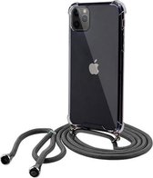 ShieldCase Shock hoesje met zwart koord geschikt voor Apple iPhone 12 / 12 Pro - 6.1 inch - Telefoonhoesje met koord - Backcover hoesje met koord - transparant / zwart