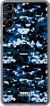 6F hoesje - geschikt voor Samsung Galaxy S21 Plus -  Transparant TPU Case - Navy Camouflage #ffffff