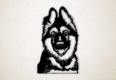 Wanddecoratie - Hond - duitse herder puppy - M - 90x56cm - Zwart - muurdecoratie - Line Art