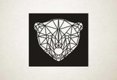 Line Art - Ijsbeer 2 vierkant - M - 60x67cm - Zwart - geometrische wanddecoratie
