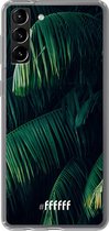 6F hoesje - geschikt voor Samsung Galaxy S21 Plus -  Transparant TPU Case - Palm Leaves Dark #ffffff