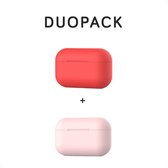 COMBI DEAL - Subbs - Siliconen Bescherm Hoesjes Covers Rood + Roze voor Apple AirPods Pro - DUOPACK