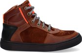 Braqeez 419830-513 Jongens Hoge Sneakers - Bruin - Leer - Veters