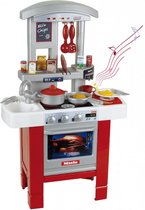 Klein Toys Miele Starter keuken - 27x57x90 cm - oven, vaatwasser, afzuigkap, spoelbak, voedsel replica's, kook- en eetgerei - incl. geluidseffecten - rood grijs
