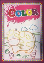 Kinderboeken Harlekijn Doeboek - Color Jumbo Glitter Koe kleuren binnen de randen