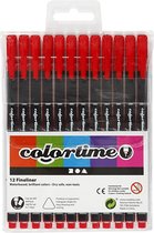 Colortime fineliners, lijndikte 0,6-0,7 mm, rood, 12 stuk/ 1 doos