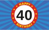 Happy Birthday 40 jaar vlag verjaardag150 x 90 cm - 40 jaar versiering feestartikelen