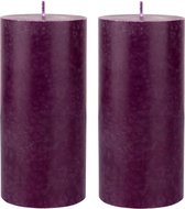 4x stuks paarse cilinderkaarsen/stompkaarsen 15 x 7 cm 50 branduren - geurloze kaarsen paars