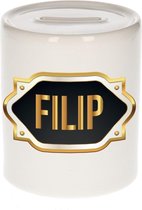 Filip naam cadeau spaarpot met gouden embleem - kado verjaardag/ vaderdag/ pensioen/ geslaagd/ bedankt