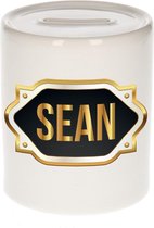 Sean naam cadeau spaarpot met gouden embleem - kado verjaardag/ vaderdag/ pensioen/ geslaagd/ bedankt