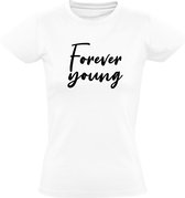 Forever Young Dames t-shirt | jeugd | hardstyle | hardcore | positief | kado | Wit
