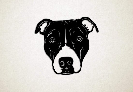 Wanddecoratie - Hond - Pitbull 3 - S - 45x50cm - Zwart - muurdecoratie - Line Art