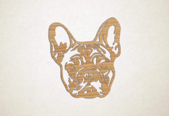 Wanddecoratie - Hond - Franse Bulldog 2 - M - 68x60cm - Eiken - muurdecoratie - Line Art