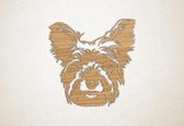 Wanddecoratie - Hond - Yorkie 1 - XS - 26x25cm - Eiken - muurdecoratie - Line Art