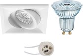 LED Spot Set - OSRAM Parathom PAR16 940 36D - Pragmi Qiundo Pro - GU10 Fitting - Dimbaar - Inbouw Vierkant - Mat Wit - 3.7W - Natuurlijk Wit 4000K - Kantelbaar - 80mm - BSE