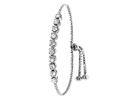 Lucardi Dames Armband kristal white - Echt Zilver - Armband - Cadeau - 22 cm - Zilverkleurig