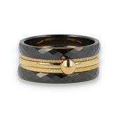 My Bendel - Ringenset - Zwart keramiek met goud - Zwart keramiek gecombineerd met mooie gouden ringen voor een unieke combinatie - Met luxe cadeauverpakking