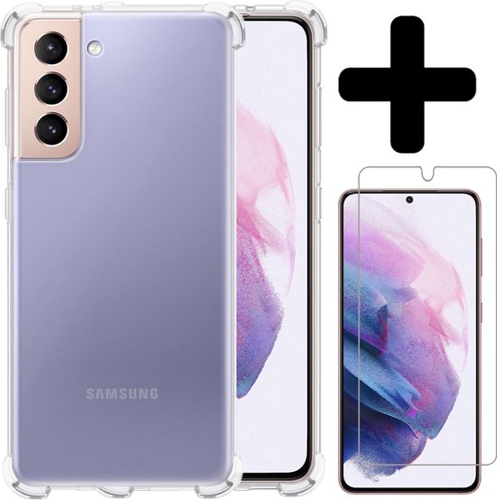 Coque Samsung S21 Plus Transparente Avec Protecteur D'écran Antichoc - Coque Samsung Galaxy S21 Plus - Coque Antichoc Samsung S21 Plus Avec Protecteur D'écran - Wit