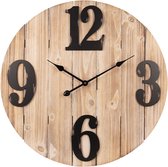 Clayre & Eef Wandklok Ø 70*5 cm / 1*AA Bruin Hout Rond Muurklok Hangklok Keukenklok