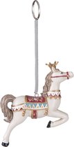 Clayre & Eef Decoratie Hanger Paard 10*2*11 cm Meerkleurig Kunststof Kersthanger Kerstboomversiering