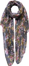 Melady Sjaal Dames Print MLSC0448G 80*180 cm - Grijs Synthetisch Shawl DamesSjaal