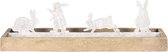 Clayre & Eef Decoratie Konijn 36x10 cm Grijs Metaal Decoratief Figuur Paashaas Woonaccessoires