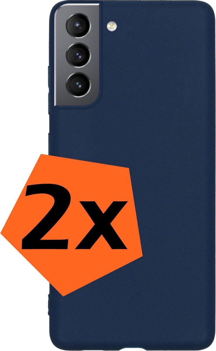 Hoes - 2 Stuks - Geschikt voor Samsung Galaxy S21 Plus - Sterk & Shockproof - Case Siliconen - Back Cover - Telefoon Hoes - Donkerblauw