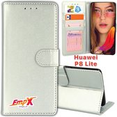 EmpX Telefoonhoesje - Book Case - Geschikt Voor Huawei P8 Lite - Zilver