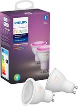 Pragmi Pollon Pro - Inbouw Rond - Mat Zwart - Verdiept - Ø82mm - Philips Hue - LED Spot Set GU10 - White and Color Ambiance - Bluetooth