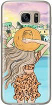 Samsung S7 hoesje siliconen - Sunset girl | Samsung Galaxy S7 case | multi | TPU backcover transparant